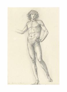 Sir Edward Coley Burne-Jones, Bt., A.R.A., R.W.S. - Study of the figure of Love, for \'Romaunt of the Rose\' (recto), with a figure study for Franchise (verso)