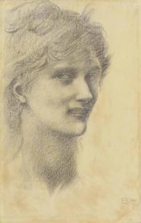 Sir Edward Coley Burne-Jones, Bt. A.R.A., R.W.S. - Study Of The Head Of A Young Woman