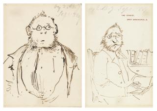 Sir Edward Coley Burne-Jones, Bt., A.R.A., R.W.S. - Two drawings of Uncle Crom (Cormel Price)