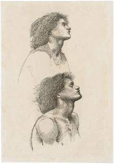 Sir Edward Coley Burne-Jones, Bt., A.R.A., R.W.S. - Two studies of a male nude in profile, bust-length