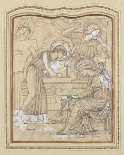 Sir Edward Coley Burne-Jones, Bt., ARA, RWS - Christ in the carpenter\'s shop; The Baptism of Christ: two designs for the stained glass of St. Mary\'s Church, Speldhurst