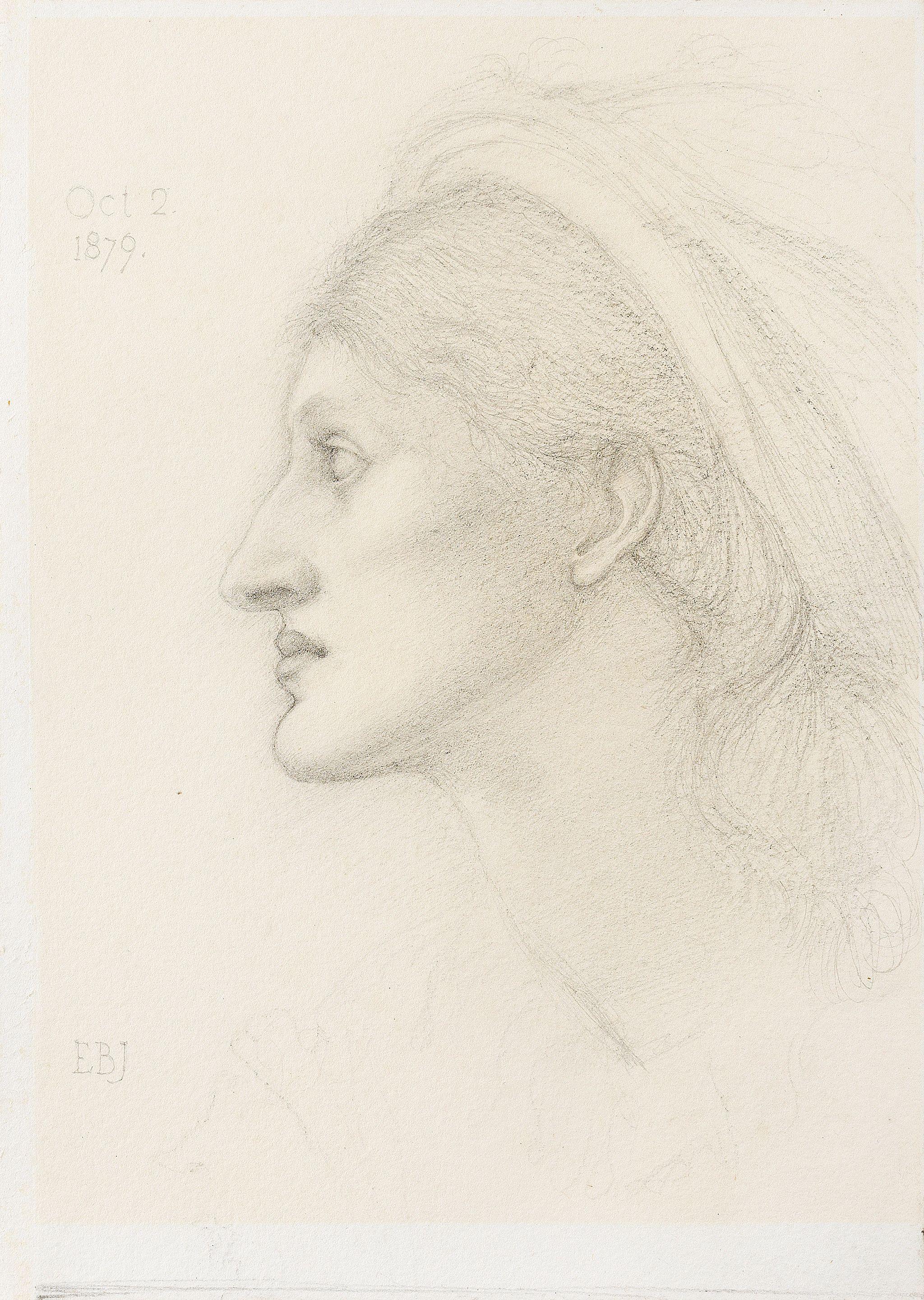 Sir Edward Coley Burne-Jones, Bt., ARA, RWS - Head Study Of Margaret Drummond