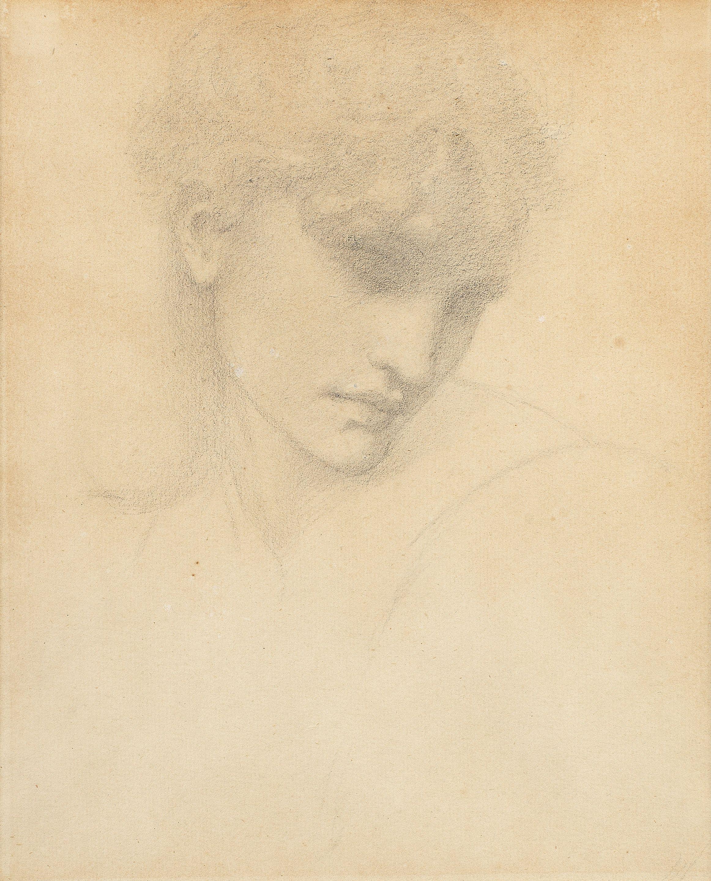 Sir Edward Coley Burne-Jones, Bt., ARA, RWS - Head study of Maria Zambaco, eyes closed, looking right, for Summer, The Four Seasons (The Lapse of the Year)