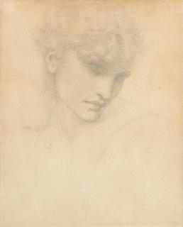 Sir Edward Coley Burne-Jones, Bt., ARA, RWS - Head study of Maria Zambaco, eyes closed, looking right, for Summer, The Four Seasons (The Lapse of the Year)