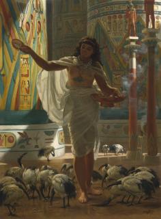 Sir Edward John Poynter, Bt., P.R.A., R.W.S. - British Feeding The Sacred Ibis In The Halls Of Karnac