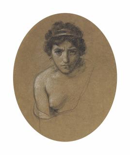 Sir Edward John Poynter Bt., P.R.A., R.W.S. - Study Of A Draped Woman, Bust-Length