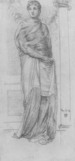 Sir Edward John Poynter, Bt., P.R.A., R.W.S. - Study of a standing woman in heavy drapery