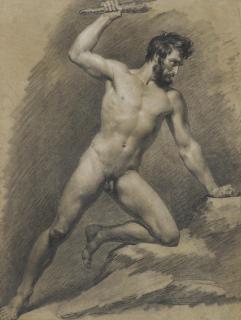 Sir Edward John Poynter PRA, RWS - A study of a male nude wielding a club