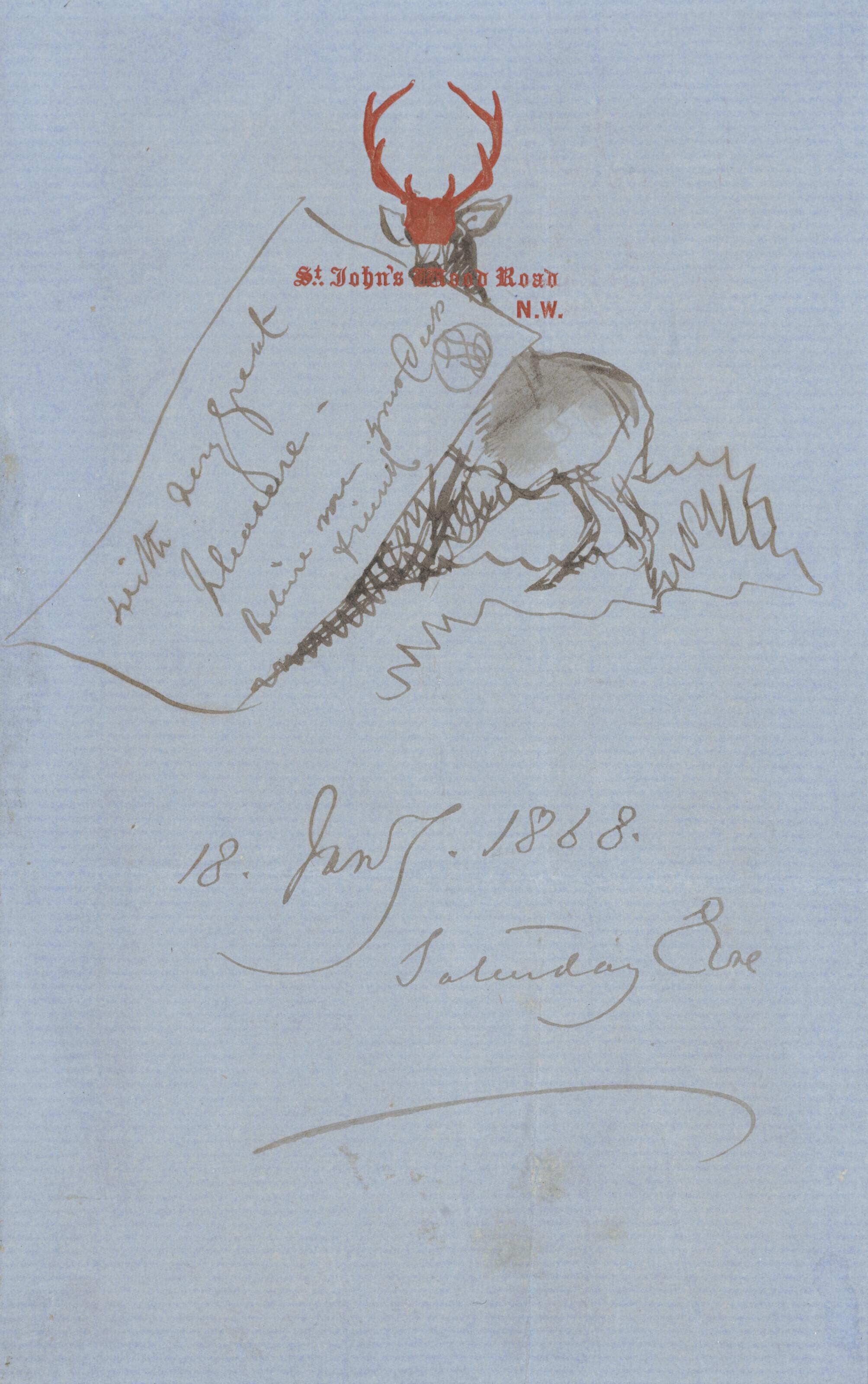 Sir Edwin Henry Landseer, Bt., R.A. - A stag with an envelope in its mouth