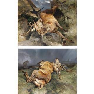 Sir Edwin Henry Landseer, R.A. - A Deer Fallen From A Precipice; And A Deer Just Shot