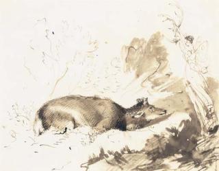 Sir Edwin Henry Landseer, R.A. - A stag with it\'s antlers carried away by a nymph