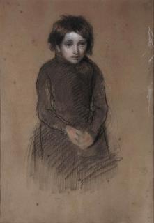 Sir Edwin Henry Landseer, R.A. - A study of a young girl wearing a black dress
