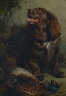Sir Edwin Henry Landseer, R.A. - A Sussex Spaniel And A Pheasant