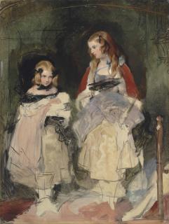 Sir Edwin Henry Landseer, R.A. - Double Portrait Of The Hons Mary Isabella And Cecile Katherine Carington, Unfinished