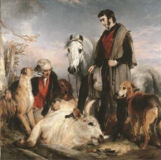 Sir Edwin Henry Landseer, R.A. - \'Scene in Chillingham Park: Portrait of Lord Ossulston\', or \'Death of the Wild Bull\'