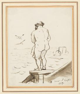 Sir Edwin Henry Landseer, R.A. - Sketch of Munro of Novar bathing at Brighton