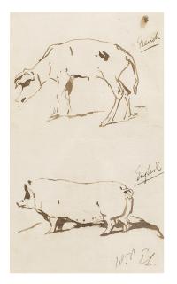 Sir Edwin Henry Landseer, RA - The rounded English pig and the scrawny French pig