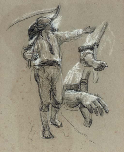 Sir Ernest Albert Waterlow, R.A., P.R.W.S. - Studies of a labourer with a scythe