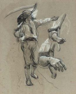 Sir Ernest Albert Waterlow, R.A., P.R.W.S. - Studies of a labourer with a scythe
