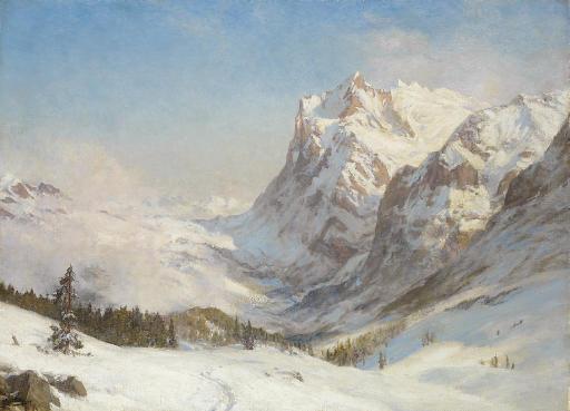 Sir Ernest Albert Waterlow, R.A., P.R.W.S. - The Valley of Grindelwald: Winter