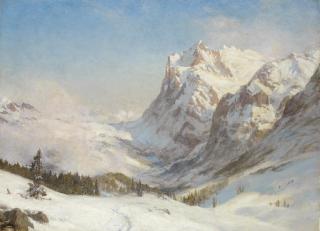 Sir Ernest Albert Waterlow, R.A., P.R.W.S. - The Valley of Grindelwald: Winter