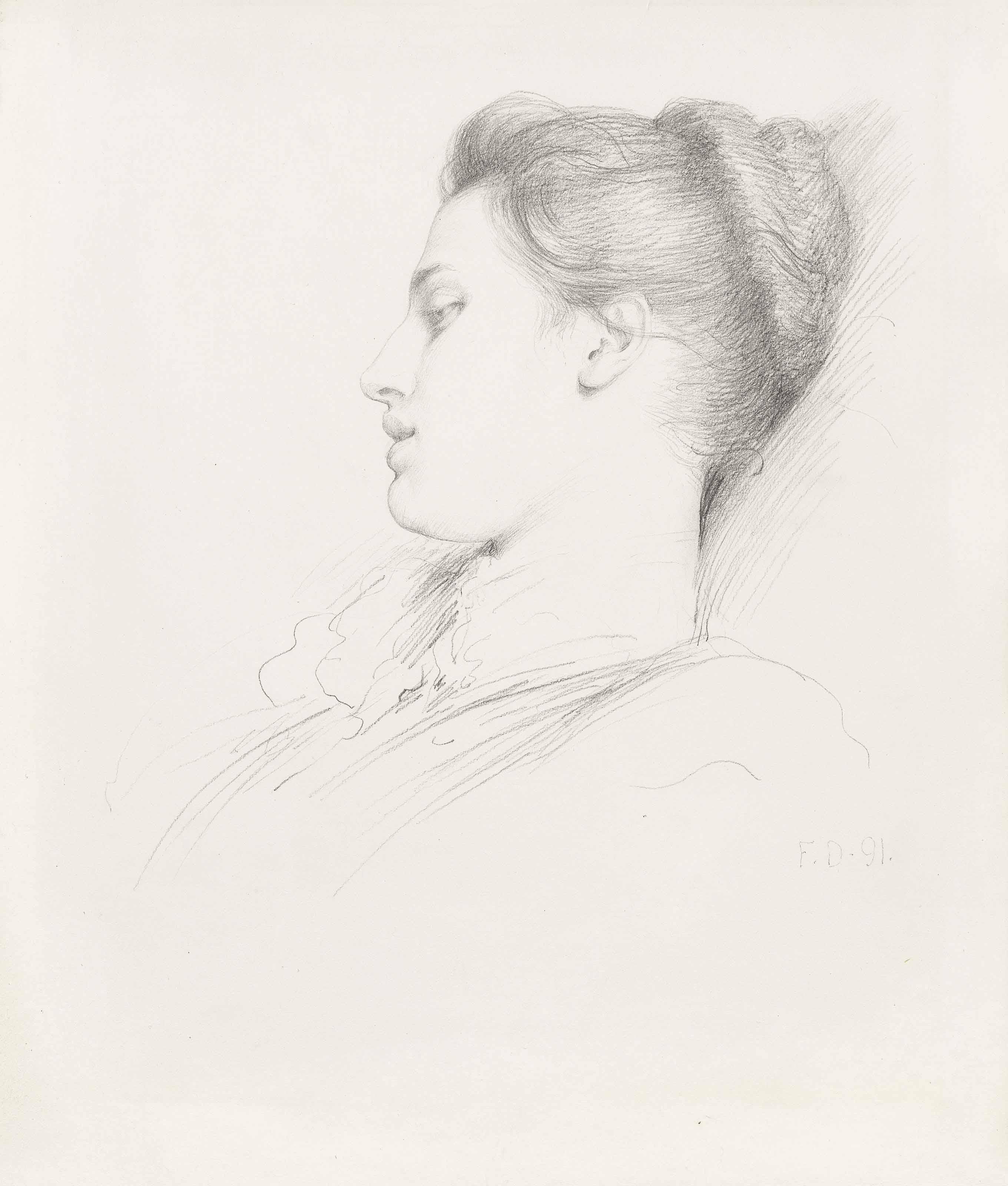 Sir Francis Bernard Dicksee, P.R.A. - Portrait of a young girl, in profile