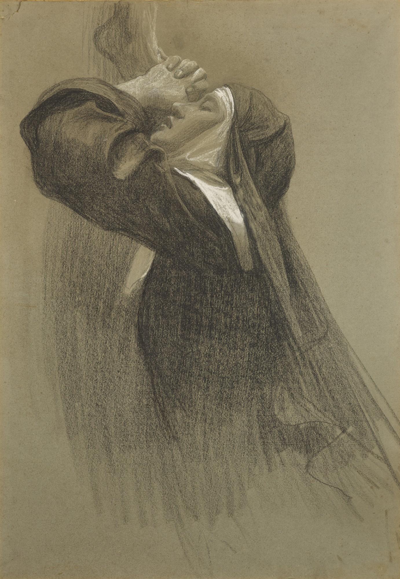 Sir Francis Bernard Dicksee, P.R.A. - The Silent Prayer, study for The Shadowed Face