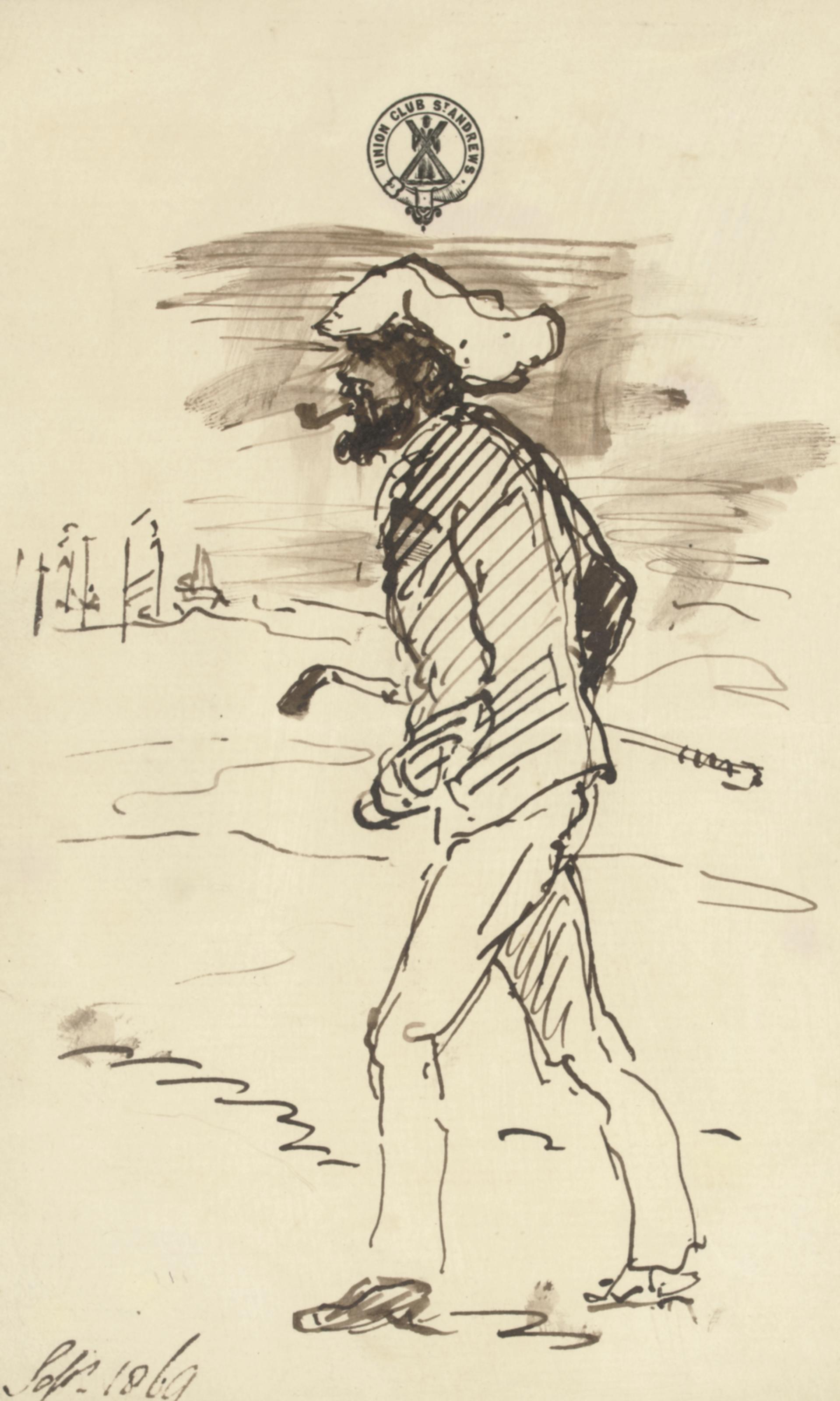 Sir Francis Grant, P.R.A. - A gentleman golfer striding across the course
