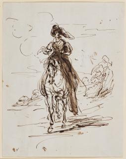 Sir Francis Grant, P.R.A. - Portrait Of A Lady On Horseback, Possibly A Study Of Queen Victoria