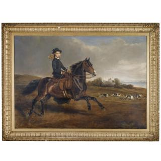 Sir Francis Grant P.R.A. - Portrait Of Lady Victoria Leveson-Gower (1867-1953) On Her Pony Lady Whitworth 