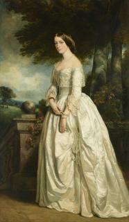 Sir Francis Grant, P.R.A. - Portrait of Louisa Madeleine Keith-Falconer, née Hawkins (1828-1916), Countess of Kintore, full-length, in a white dress