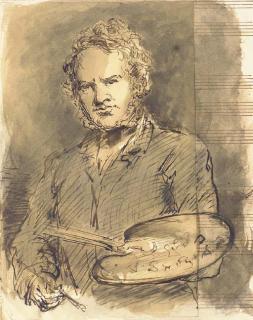 Sir Francis Grant, P.R.A. - Portrait of Sir Henry Edwin Landseer, R.A. (1802-1873), Half-Length, Holding A Palette