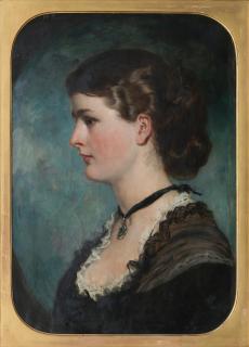 Sir Francis Grant RA - Portrait of one of the artist\'s daughter, Rebecca Grant, quarter-length