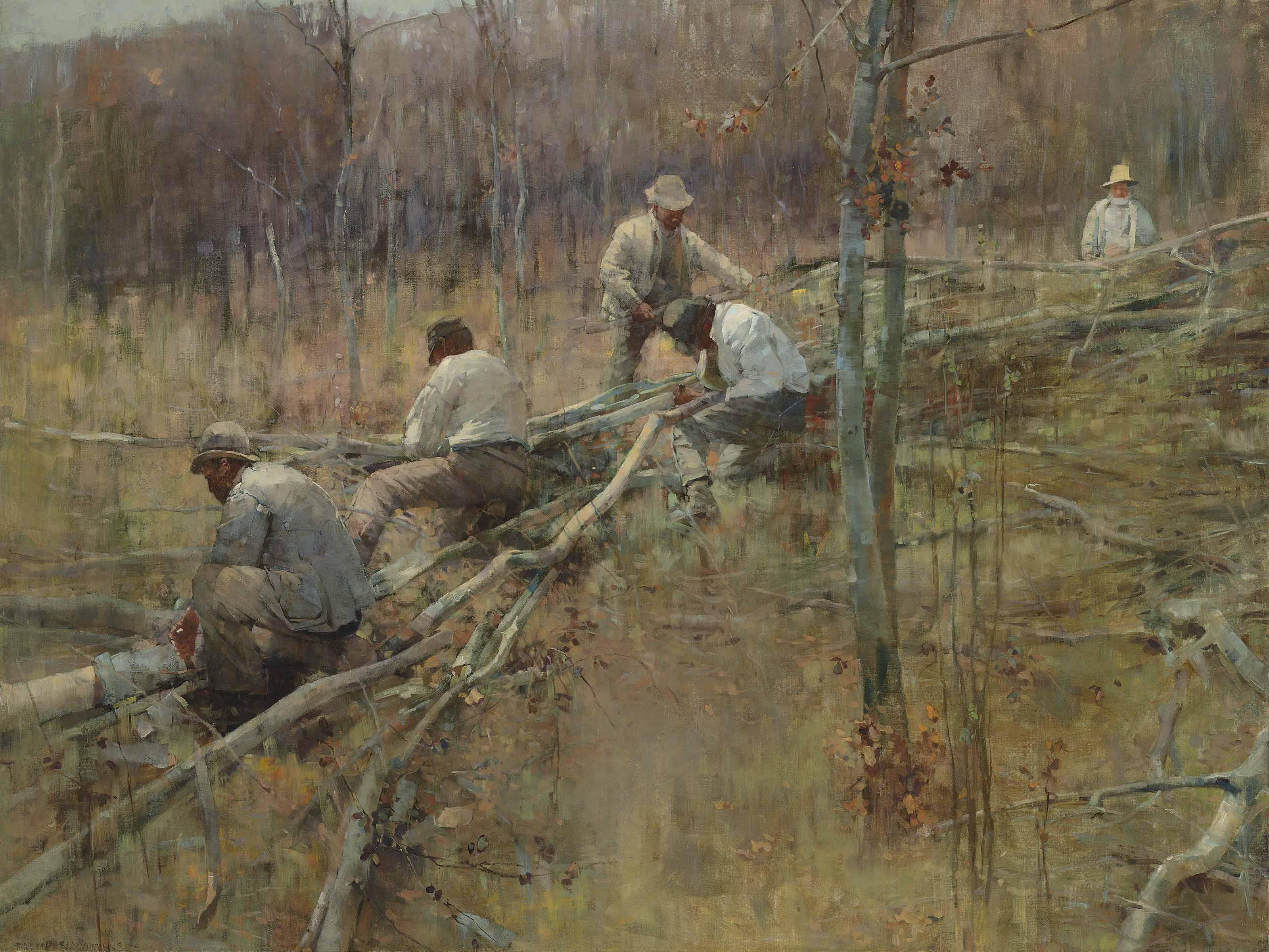 Sir Frank Brangwyn, R.A. - Bark stripping