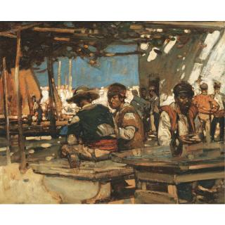 Sir Frank Brangwyn, R. A. - Fisherman Under A Canopy, North Africa