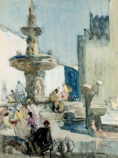 Sir Frank Brangwyn, R.A. - Taormina:  The fountain