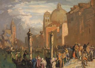Sir Frank Brangwyn, R.A. - Venice, the Busy Canal