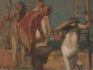 Sir Frank Brangwyn, R.A. - Workmen on a ladder