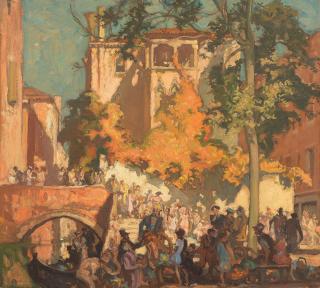 Sir Frank Brangwyn, RA - Campiello Barbaro, Venice