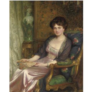 Sir Frank Dicksee P.R.A. - Portrait Of Mrs George Pinckard