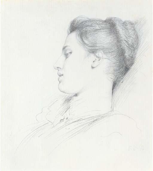 Sir Frank Dicksee, P.R.A. - Portrait Study of A Young Woman, In Profile And With Eyes Downcast