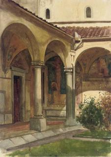 Sir Frank Dicksee, P.R.A. - The cloister, the convent of San Marco, Florence
