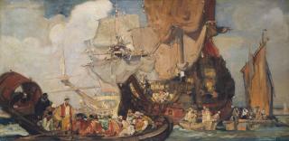 Sir Frank William Brangwyn, R.A., R.W.S., P.R.B.A. - Spanish galleons