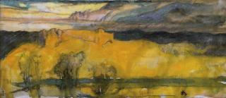 Sir Frank William Brangwyn, R.A., R.W.S. - An amber landscape