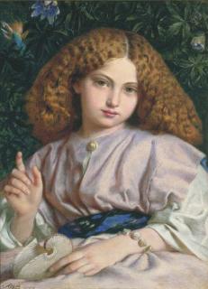 Sir Frederic William Burton, R.H.A., R.W.S. - The Child Miranda \'The isle is full of noises, Sounds, and sweet airs, that give delight, and hurt not\'- Tempest