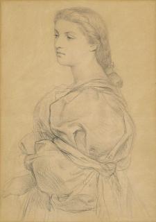 Sir Frederick William Burton, R.H.A., R.W.S. - Portrait Study Of A Young Lady, Half-Length, Facing To The Left, Probably For \'Cassandra Fedele\'