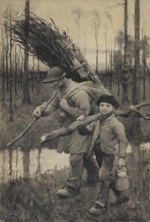 Sir George Clausen, R.A., R.W.S., R.I. - British The End Of A Winter\'S Day