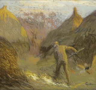 Sir George Clausen, R.A., R.W.S., R.I. - In The Rickyard