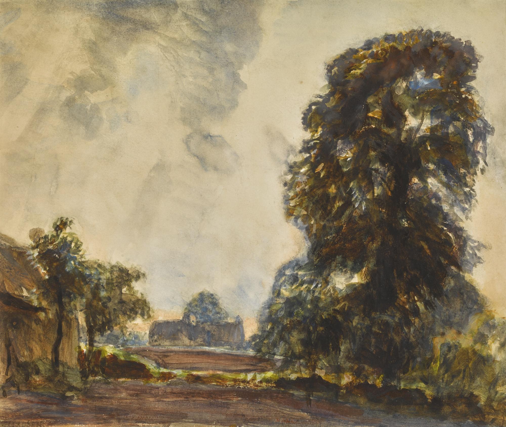 Sir George Clausen, R.A., R.W.S., R.I. - Landscape With Trees (Thunderstorm, Vale Of Clwyd)