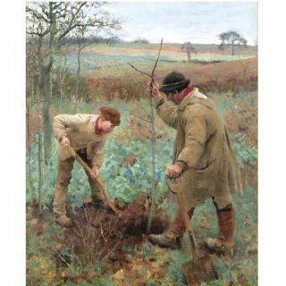 Sir George Clausen, R.A., R.W.S., R.I. - Planting A Tree